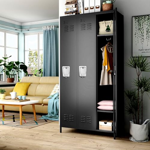 3 Doors Metal Employee Locker (3 Door-Upgraded / Black)
