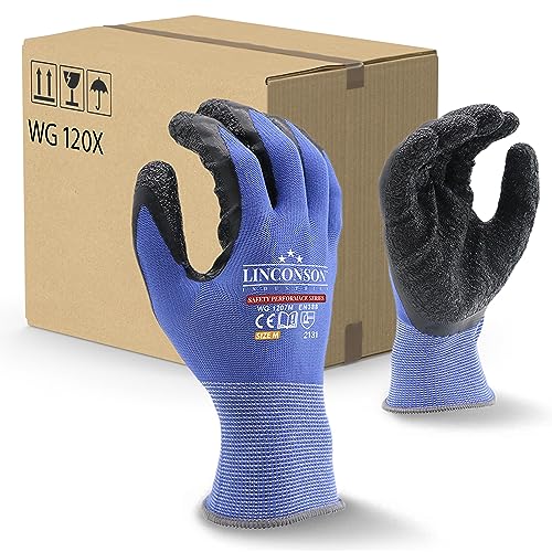 12 Pack Safety Performance Series Construction Mechanics Wrinkle Latex Work Gloves