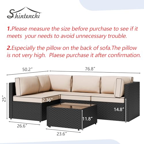 5 Pieces Outdoor Patio Sectional Sofa Couch (Khaki / 5 Pieces Set)