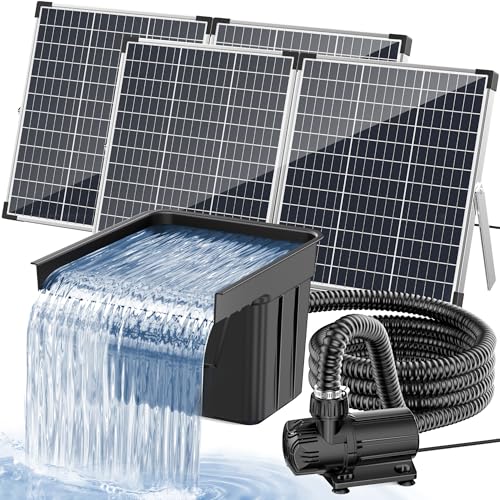 Solar Pond Waterfall with 100W Solar Panel & 1200GPH Pump (100W Solar Powered Up to 2800 Gallons)