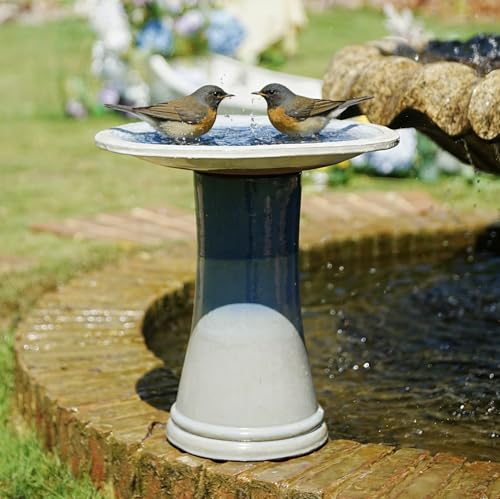 Ceramic Bird Bath for Outdoors (Sky Blue)