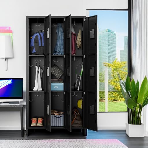 9 Doors Metal Storage Locker for Employees (Black / 9 Doors)