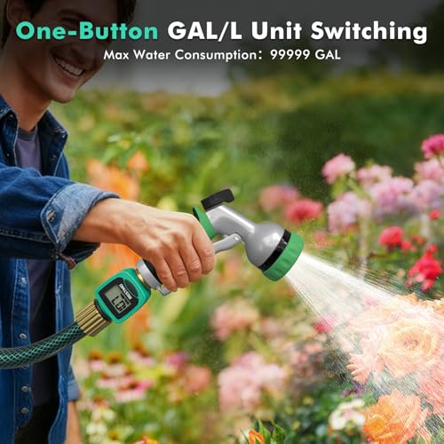 2 Pack] RESTMO Heavy Duty Water Flow Meter with Brass Inlet & Outlet (Green / 2 Pack)