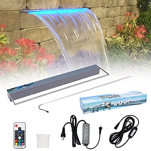 PONDO Lighted Waterfall Pool Fountain 36" with LED 7 Color Changing and Remote (900 Millimeters)
