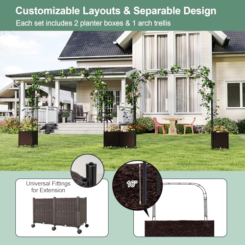 6.6 FT Garden Arbor with Planter Boxes