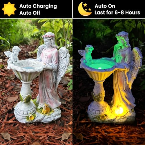Solar Garden Statue Outdoor Angel Garden Figurine with Color Changing Light