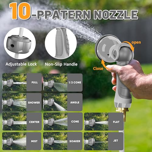 Automatic Retractable Garden Hose Reel on Metal Spike (Light Grey / 1/2" x 90FT)