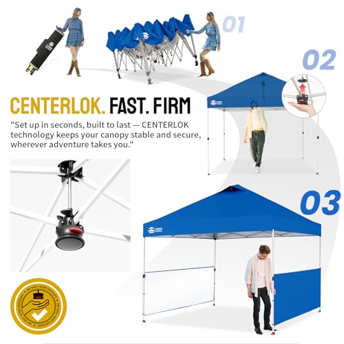 10x10 Pop up Canopy Tent with 2 Half Sidewalls (Blue)