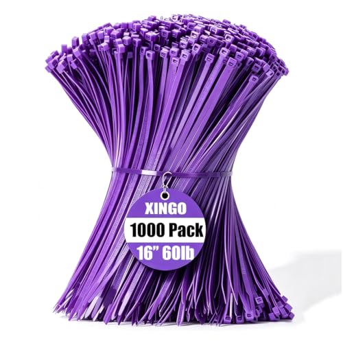 1000 PCS Purple Zip Ties 16 Inch (16 Inch(60 lbs, 1000 pcs) / Purple)