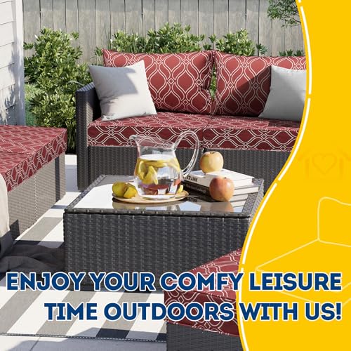 Outdoor Chair Cushions (Clay Red Vine Trellis / 24"x24"x5" / 24"x13.5")
