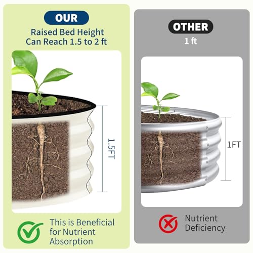 2 Pack 10x4x1.5ft Galvanized Raised Garden Bed (Beige-oval / 10x4x1.5ft 2pcs)