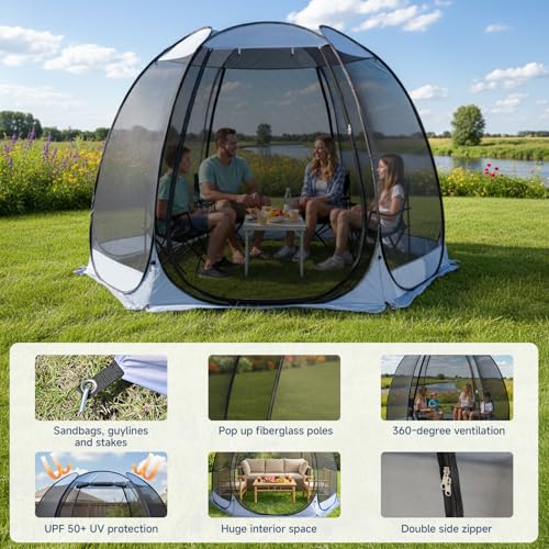 10'x10' Pop Up Screen House Tent (Charcoal Gray / 10'x10')