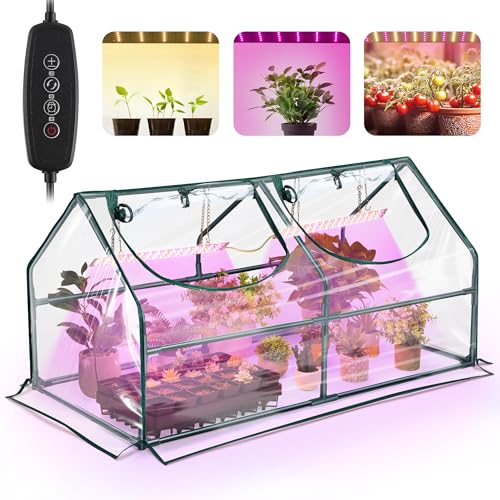 Mini Greenhouse with Grow Light (47.2"L x 23.6"W x 23.6"H / House Shape)