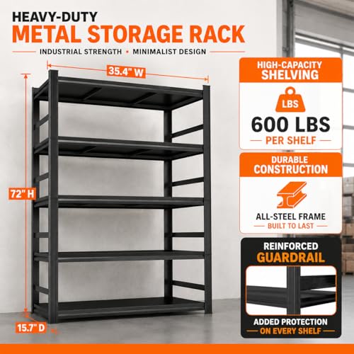 Garage Shelving (Updated 35.4"W×15.7"Dx72"H)