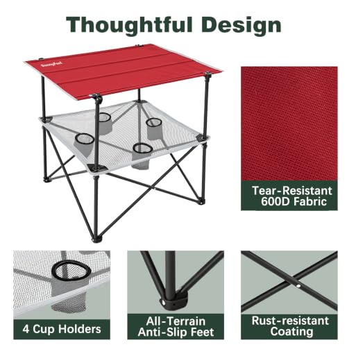 2 Tier Folding Camping Table (Red 30D x 24W x 28H inches)