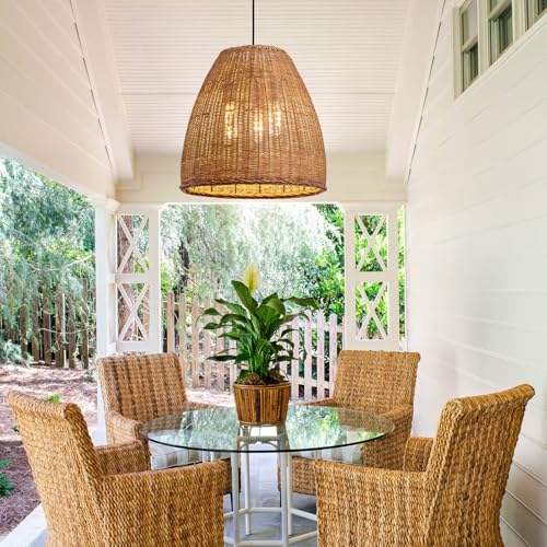 16.5" Rattan Pendant Light (Dark+Curry / 16.54" 3-Light)