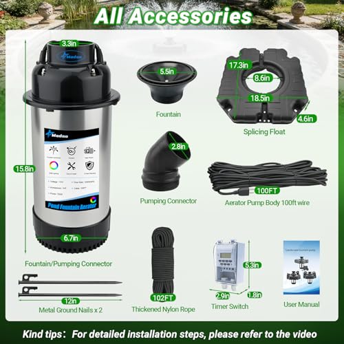 Pond Fountain Aerator (Black 0 Light 15000gph)