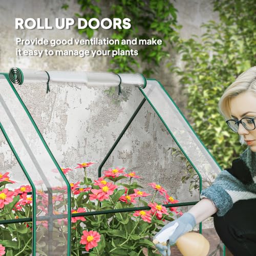 12' x 3' x 3' Mini Greenhouse Portable with Zippered Doors Clear (Clear / 12' x 3' x 3')