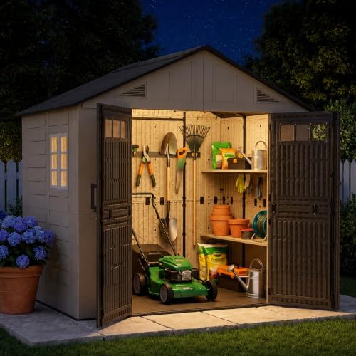 8x6 Ft Outdoor Storage Shed with Lighe & Floor (8x6)
