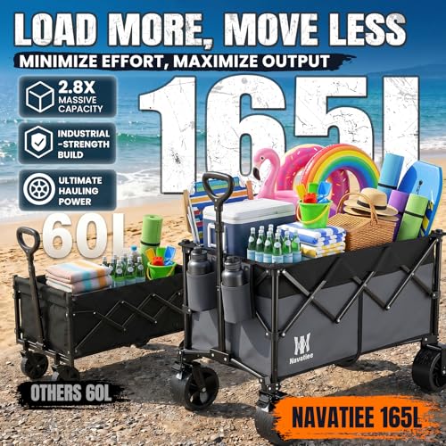 330Lbs Collapsible Folding Wagon (Gray / 165L)