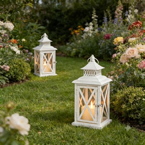 Lantern Decorative Indoor & Outdoor (White / 14.8'' / 2 Pc)