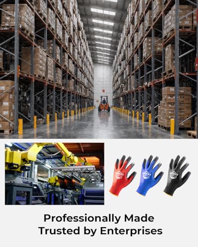 Men's Large Blue 12 Pairs Ultra Thin and Lightweight Working Gloves with Grip (12 Count)
