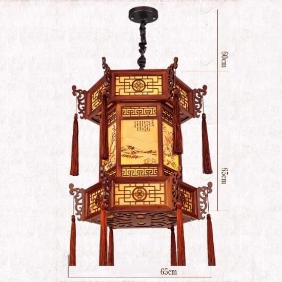 Pendant Light Bedroom Chinese Lanterns Red Lantern Antique Palace Lanterns Hexagonal Solid Wood Tea House Restaurant Garden Light Traditional Hanging Lanterns