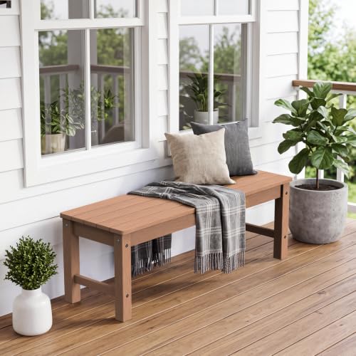 47" Backless HDPE Outdoor Bench for 2 (Teak / 2 pack)