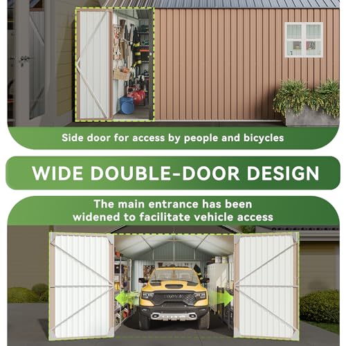 12'x20' Carport Shed Outdoor Metal Storage Sheds (Brown / 12'x20')