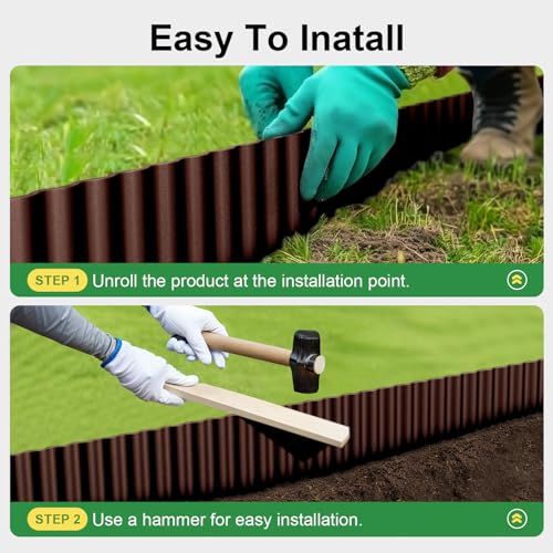 Corrugated Garden Edging Border (Brown / 12 Inch×50 Ft)
