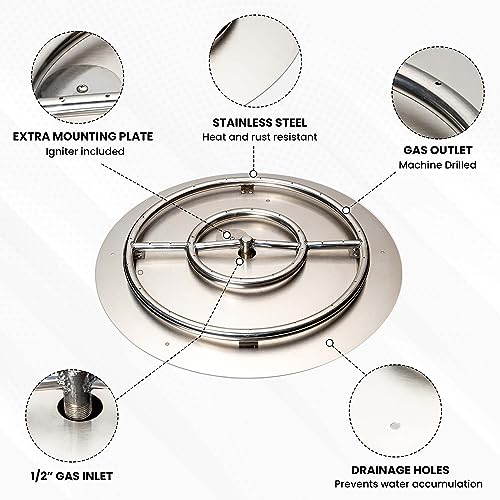 Stainless Steel Fire Pit Burner Pan & Ring Pro Kit