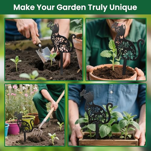 Cat Flowers Garden Plant Marker (Cat Flowers and Butterflies)