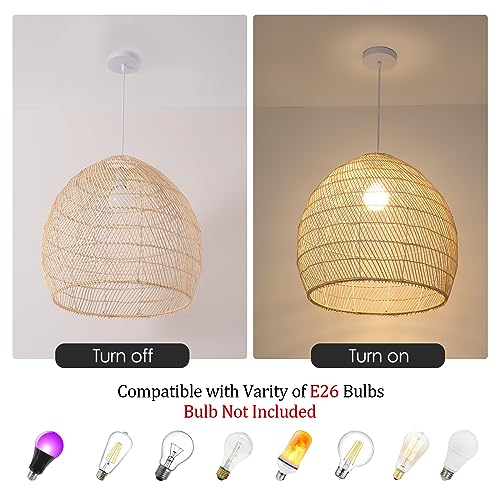 13.8" Rattan Pendant Light (White / 13.77" 1-Light)