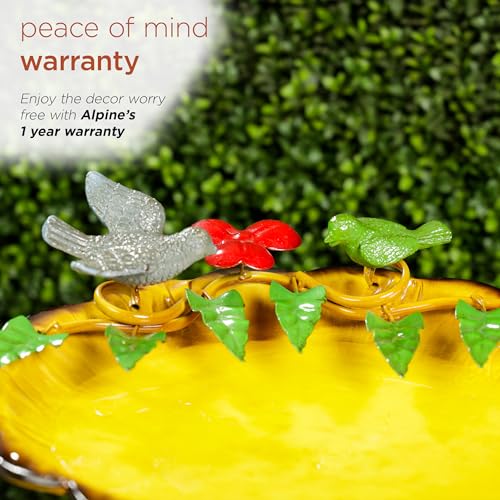 ORS112YL Vintage Metal Pedestal Birdbath with Stand (Yellow)