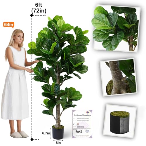 6ft Artificial Fiddle Leaf Fig Tree for Home Decor (Fiddle Leaf Fig Tree (6ft) / 6ft)