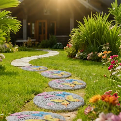 Butterfly Garden Stepping Stones Outdoor 0.75 * 10 * 10 Inch (Yellow3)