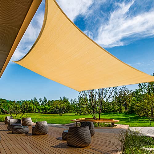 9'X12' Sun Shade Sail Sand Curved Rectangle Customizable