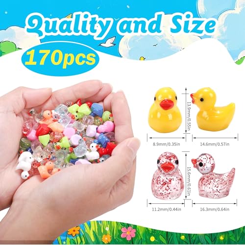 170 Pcs Mini Ducks Tiny Resin Ducks Glitter Little Animals Figurines Bulk for Micro Landscape Aquarium Ornaments Kit Dollhouse Decor Crafts Garden Accessories (Ducks / 170 Pcs)