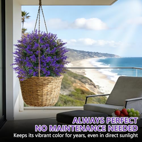 2 Pack Artificial Lavender Topiary Balls with Ground Spikes (Lavender Ball)