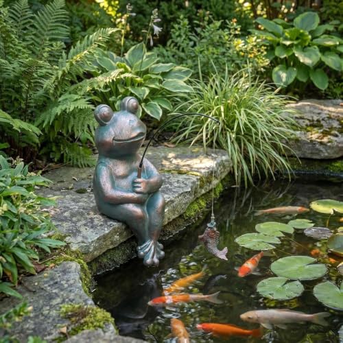 Antique Copper Fishing Frog Statues (Fishing Copper Frog Statue)