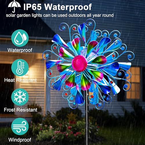 Solar Wind Spinner Outdoor Metal (Peacock Blue)