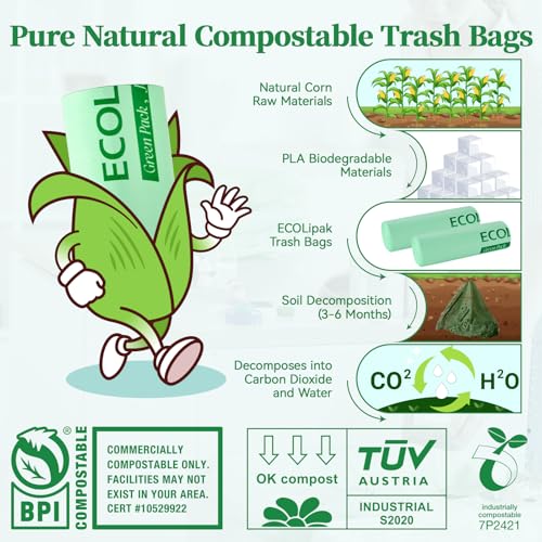 55 Gallon 12 Count Large Compostable Trash Garbage Bags for Lawn (55gallon-12count)