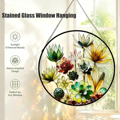 Stained Glass Window Hanging (Succulents)