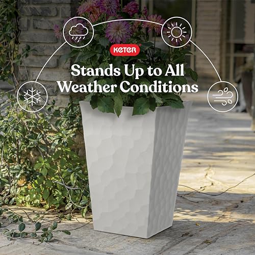 Stone Tapered Planter Set of 2 (Stone-Look / Cream)