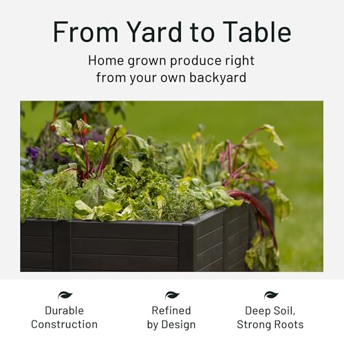 48-Inch x 48-Inch Raised Garden Bed with Tool-Free Connect System and Crafted from Recycled Materials, for Patios or Decks, Black (Black / Garden Bed)