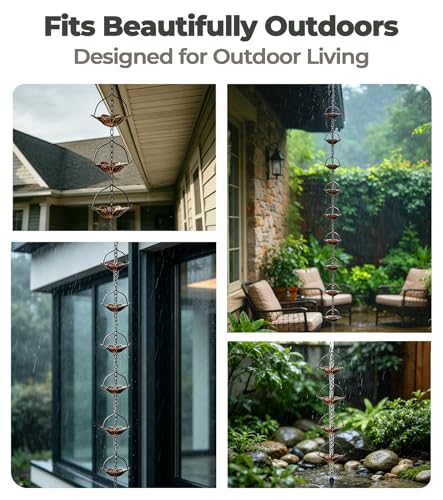 Adjustable Copper Rain Chain for Gutters (Lotus-Shallow)