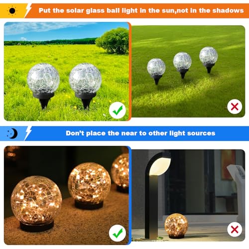 Solar Globe Lights Outdoor Waterproof (Warm White / 6 globes)