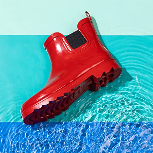 Women's Waterproof Ankle Rain Boots (8 / Red)