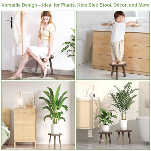 5 Pack Wood Plant Stands Indoor (heavy burnt color / 5 Pack)