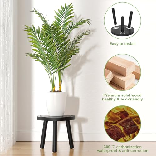 3 Pack Wood Plant Stands Indoor (Black / 3 Pack)